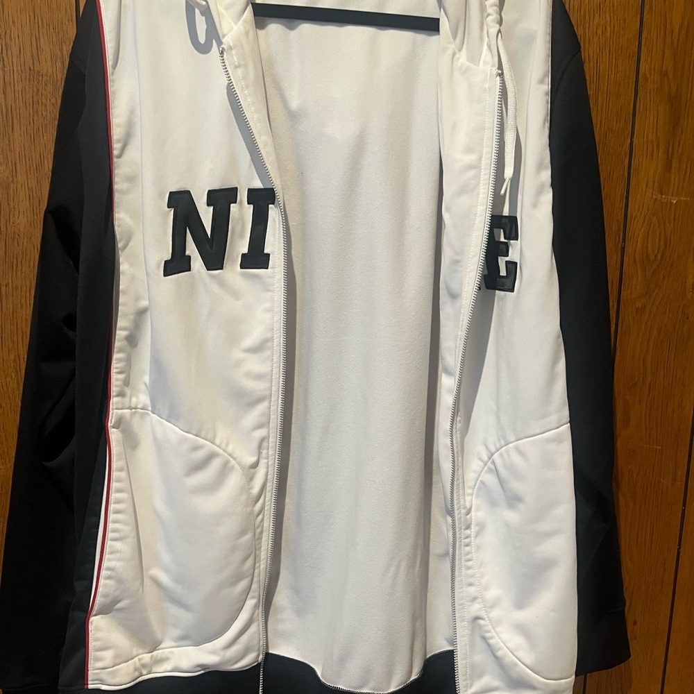 Nike Men's Black and White Zip Up Jacket XXL